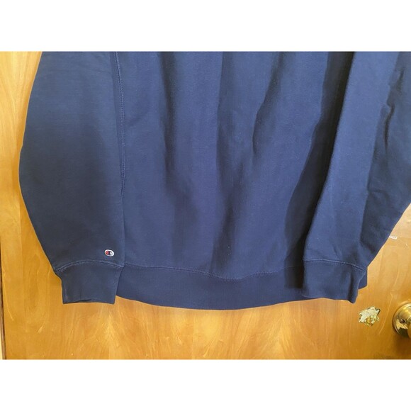 Champion Sweatshirt 90s XL Faded Navy Blue Embroidered V-Notch Neck  Unisex - Picture 3 of 7